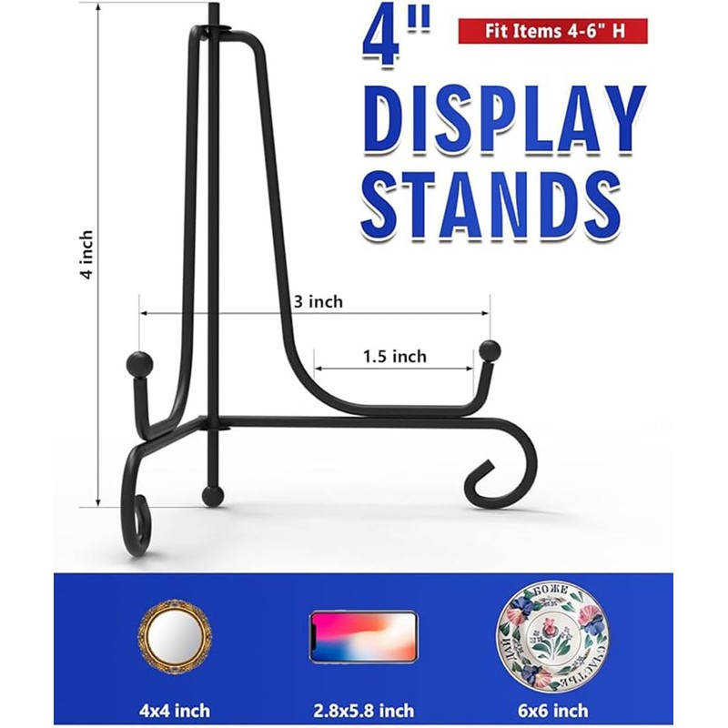 4 Pack Iron Display Stand 4 Inch Easel Plate Display