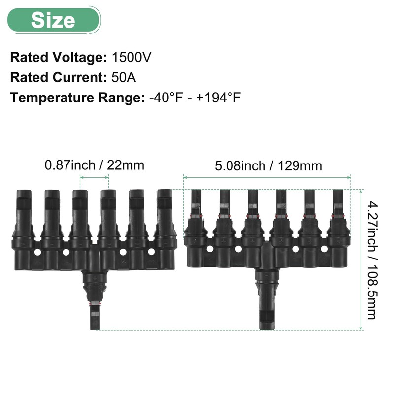 M METERXITY 1-Pair Solar Panel Connector 6 to 1 t