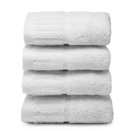 Top Towel - 4 Towels Bidet or Face - Hotel White Towels - Large Bath Towels - 100% Cotton - White - 30x50cm