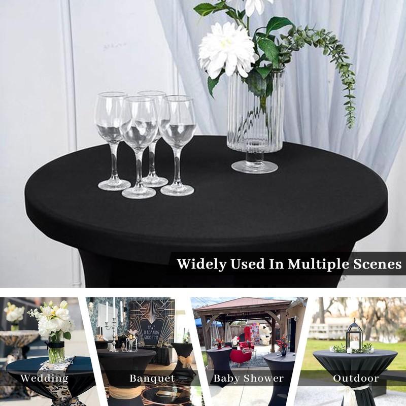 Fixwal Cocktail Table Covers, 2 Pack 32x43 Black Round Table