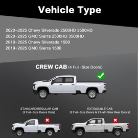 Running Boards 6 Inches Compatible with Crew Cab 2019-2025 Chevy Silverado GMC Sierra 1500, 2020-2025 2500HD 3500HD Black Two-Stair Side Steps Steel Rails Nerf Bars (Excl 2019 1500 LD/Lt)