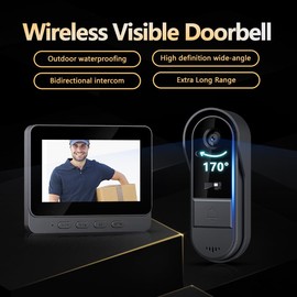 Winnes Timbre con Video Inalámbrico, Vedioportero con Cámara, Voz de 2 Vías, Cámara de 8 MP y Lente Gran Angular de 170°, HD 1080P de 4,3 Pulgadas, Visión Nocturna, sin Suscripción,Proteja su Hogar