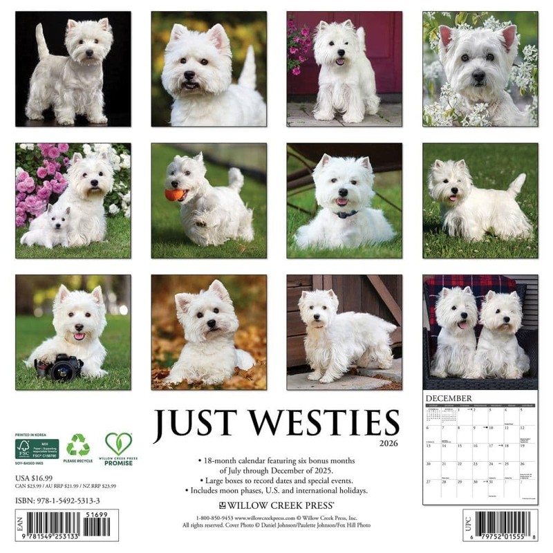 Westies 2026 12" x 12" Wall Calendar