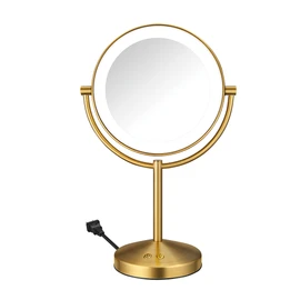 Conair Lighted Makeup Mirror, Double-Sided LED Vanity Mirror with 1X/10X Magnification, 3 Light Settings, 3 Modes, 360° Rotation, Brushed Brass Finish