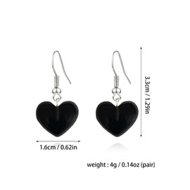 CYV Transparent Colorful Handmade Heart Dangle Earrings For Women (black)