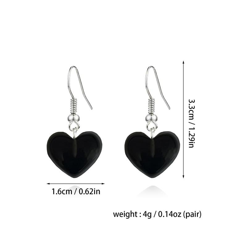 CYV Transparent Colorful Handmade Heart Dangle Earrings For Women (black)