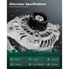 SCITOO Alternator Fits for Scion for FR-S 2.0L 2013-2016,for Subaru for BRZ 2.0L 2013-2016,for Toyota for 86 2.0L 2017-2019 - 12V 130Amp High-output CW S6 Pulley Class,OE 12883 A2TX2491 400-48211R