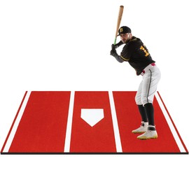 THWTGH 12' x 6' Baseball Hitting Mat, Home Plate Mat with Antislip Rubber Backing, Antifade Batters Box Turf Mat Baseball for Indoor & Outdoor, Batting Cage Mat