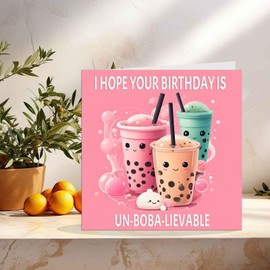 Boba Tea Birthday Card - Funny Bubble Tea Birthday Card For Friend Teenage Girls 145 x 145mm