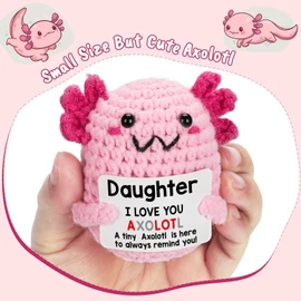 Daughter Gifts from Mom Dad, Crochet Axolotl for Year Old Little Girl Kid from Mother Father, Best for Birthday, Christmas Stocking Stuffers, Easter & Valentines, Teen Girls Teenage Under 10 Dollars