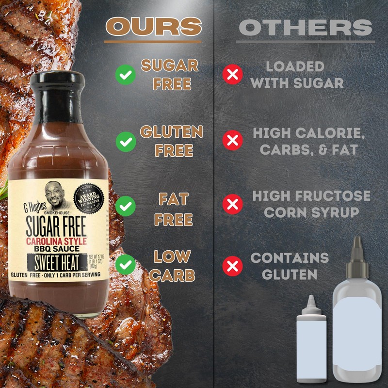 G Hughes Sugar Free, Sweet Heat Carolina BBQ Sauce -