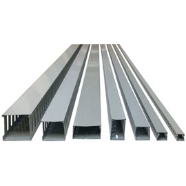 Electriduct 1" W x 1" H Open Slot Wire Duct Cable Raceway - 1 Stick - 6.56 Feet - Gray