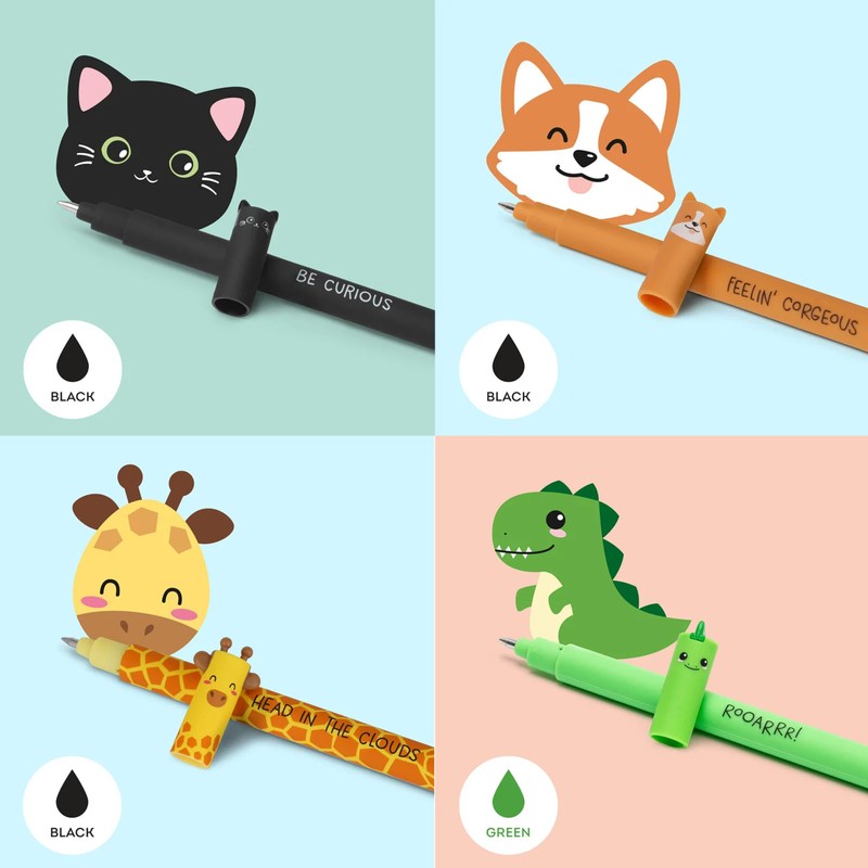 LEGAMI Pen Set [12 Pieces], Erasable Gel Pens with Hippo,