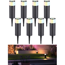 LEONLITE 8-Pack 5CCT Low Voltage Path Lighting, 4W LED Landscape Bollard Pathway Light, Landscape Lights Outdoor for Yard Walkway, 2700K/3000K/3500K/4000K/5000K, Die-Cast Aluminum, ETL, FCC Listed