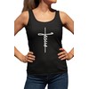 Go All Out Medium Black Womens Jesus Script Letters Cross