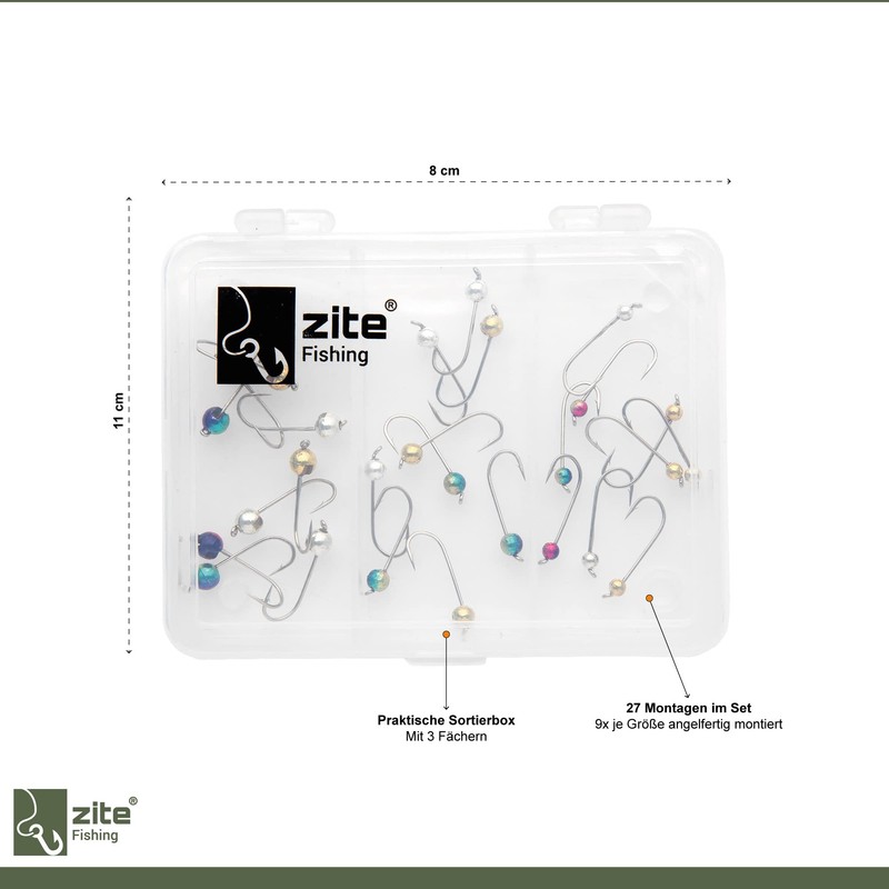 Zite Fishing Micro Tungsten Jig Heads with Trout Hooks -