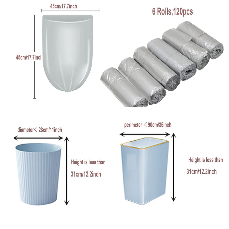 4 Gallon Bathroom Trash Bags,6 Rolls 120pcs Small Trash Garbage