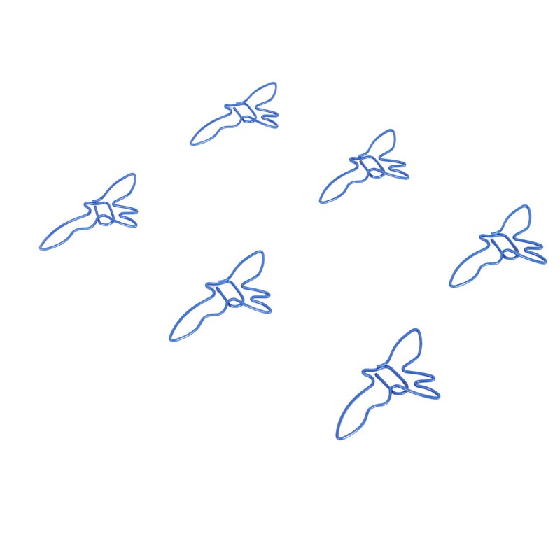 100pcs Blue Birds Paper Clips Creatively Cute Plated Metal Bookmark