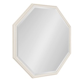 Kate and Laurel Oakhurst Traditional Octagon Wall Mirror, 28 x 28, Soft White, Vintage Symmetrical Bathroom Mirror with Stepped Frame and Beveled Edge Design