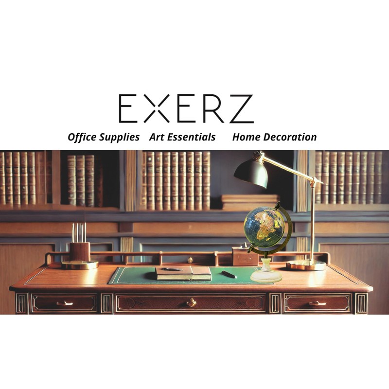 EXERZ 13cm Antique Globe Ocean Blue with a Wooden Base,
