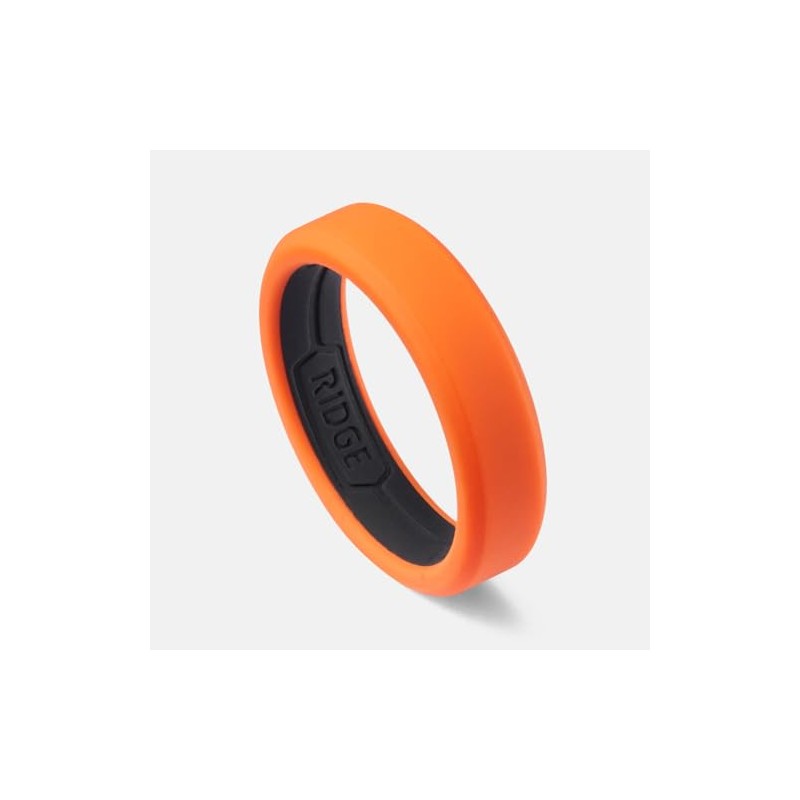 The Ridge 6mm Beveled Silicone Ring Set - Basecamp Orange