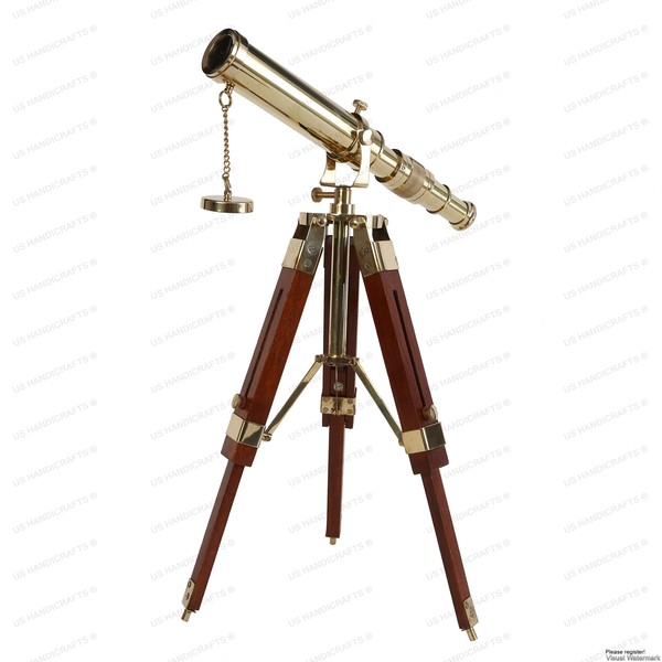 Vintage Brass Telescope on Tripod Stand use DF Lens Antique Desktop Telescope for Home Decor & Table Accessory Nautical Spyglass Telescope for Navy and Outdoor Adventure