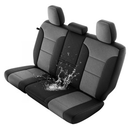 GIANT PANDA Neoprene Rear Seat Covers Customized Chevy Silverado & GMC Sierra1500 2500HD 3500HD Crew Double Cab(2014-2018), Waterproof&UV Resistant, Foam Padded, Front Seat Cover Set, Black&Gray/Grey