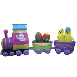 15' Air Blown Inflatable Easter Bunny Deluxe Train Yard Decoration