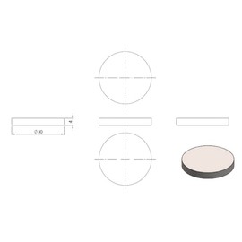 Round Diameter 30 mm, Thickness 4 mm, Ground on One Side, with Longitudinal Ground