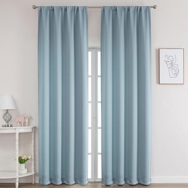 Chyhomenyc Jack Sky Blue Curtains 84 Inches Long 2 Panels Set, Solid Thick Faux Denim Fabric Soft Cloth Curtains for Bedroom Living Room, Modern Rod Pocket Machine Washable, Each 40 W x 84 L, 2PCS