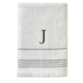 SKL Home Casual Monogram Bath Towel, J, 28x54, White