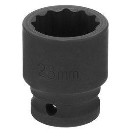HARFINGTON 12-Point Impact Socket 1/2 Inch Drive 23mm Metric Cr-V Shallow Impact Socket Nut Driver Wrench for Auto Repair