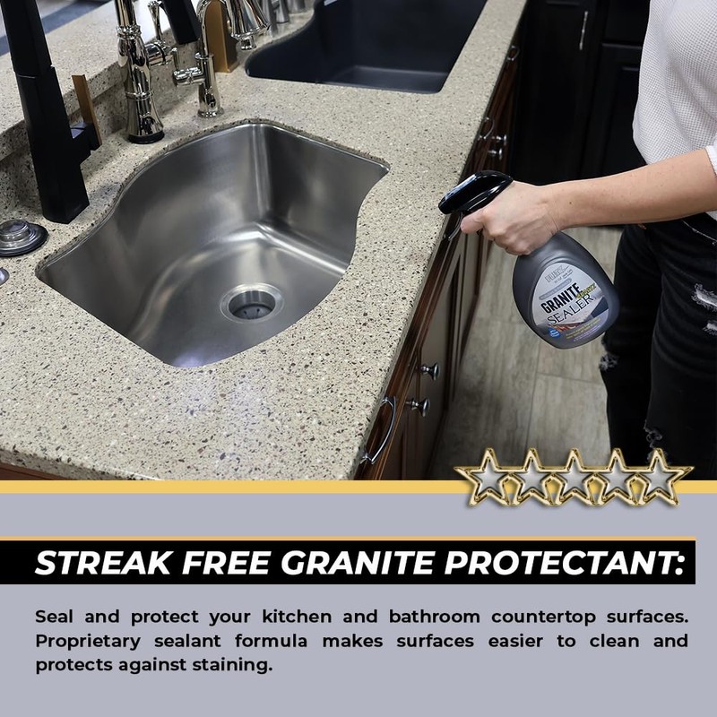 Flitz Ceramic Granite + Quartz Sealer for Countertops, Stainless Steel,