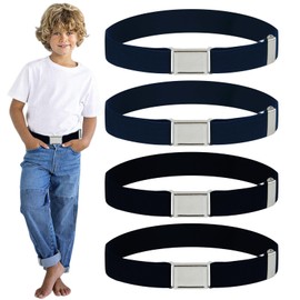 Naturahand 4 Pcs Children's Magnetic Adjustable Belt Black Navy Blue Magnetic Buckle Boys Girls Youth Daily Use Baseball Belt