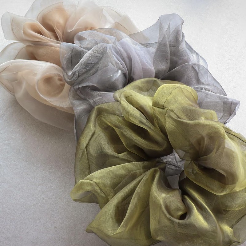 JewelVOX Hair Accessories, Plain, Organza, Big, See-through, Large, Black