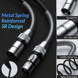 2 Pack DMX to DMX Stage Lighting Cable 75 FT, 110 Ohms Impedance DMX Male to Female (XLR Compatible) Cable, 3 Pin Shielded Signal Wire, for DJ LED Moving Head Par Light Mic Mixer Recording Studio