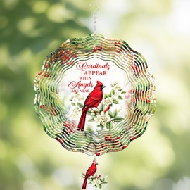 LIRAVENO Cardinal Wind Spinners Outdoor - 3D Metal Hanging Decor 12 Inch