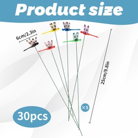 30-Count 10inch Dragonfly Stakes for Outdoor Garden Decor, Fake Dragonflies, Dragonfly Clips, PVC Material Garden Ornaments