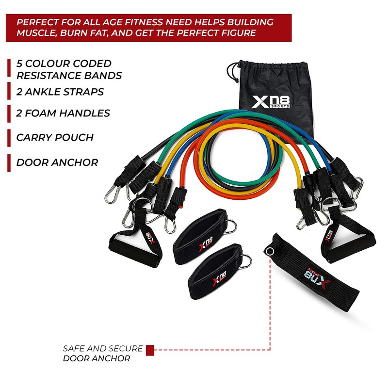 Xn8 Resistance Bands With Handles Weight Exercise Stretch Bands Set