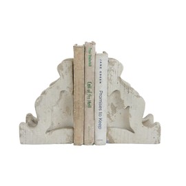 Creative Co-Op Distressed White Corbel Shaped Bookends (Set of 2 Pieces)