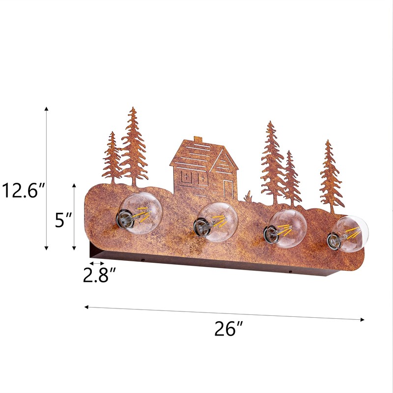 TOCHIC Rustic Vanity Lights Over Mirror 4 Lights Dimmable Cabin