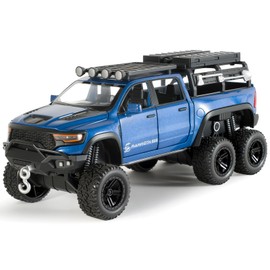 FRJV Toy Trucks for Boys 1/32 Diecast Trucks Mammoth Model Truck,Collectible Pickup Truck Model Kit,Pull Back Cars with Lights and Sounds,Toy Trucks for Boys Age 4-7（Blue）