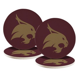 Desert Cactus Texas State University Ceramic Coasters 4 Pack TXState Bobcats Absorbent Drink Coasters with Cork Backing (Design A)