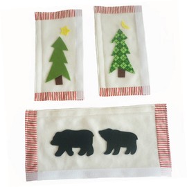 CORHAD 3Pcs Christmas Tree Black Bear Handle Covers Decorative Fridge Door Protectors Washable Kitchen Appliance Covers