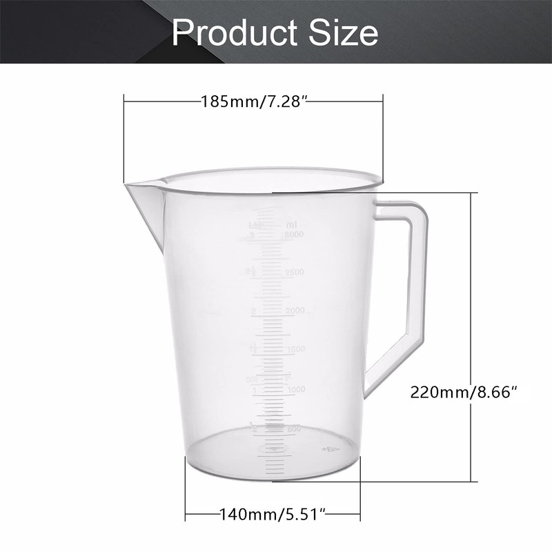 Othmro 3000ml Plastic Measuring Cup, Graduated Beaker Large 3L Measuring