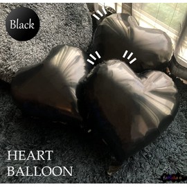 FAMULIA Heart Balloons, Balloons, Aluminum Balloons, Black, 17.7 inches (45 cm), Set of 10 (black)
