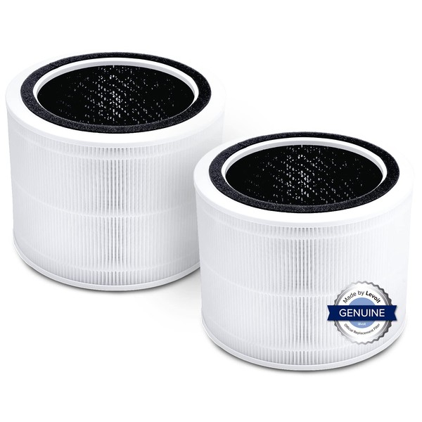 LEVOIT Air Purifier Replacement Filter, 3-in-1 True HEPA, High-Efficiency Activated Carbon, Core 200S-RF, 2 Pack, Nylon, White
