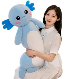 Aiuidun Long Axolotl Plush Pillow, Cute Axolotl Stuffed Animal Body Plush Soft Plushies Doll Toy for Girls Boys(80cm/31.49inch,Blue)