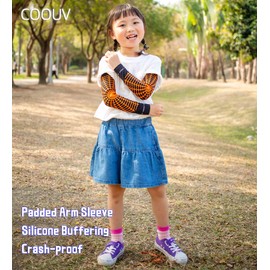 COOUV Soft Ultrathin Cooling Ice Silk Fabric Sun Protection UPF50+ Compression Arm Sleeve Hand Cover Guard (Kid, Gold Spider)