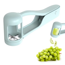 Grape Cutter for Toddlers, Grape Slicer for Baby, Grape Tomato Cherry Strawberry Cutter Tools for Vegetable Fruit Salad, Stainless Steel Quarter Grape Slicer Kitchen Gadget (Light Green) ﻿